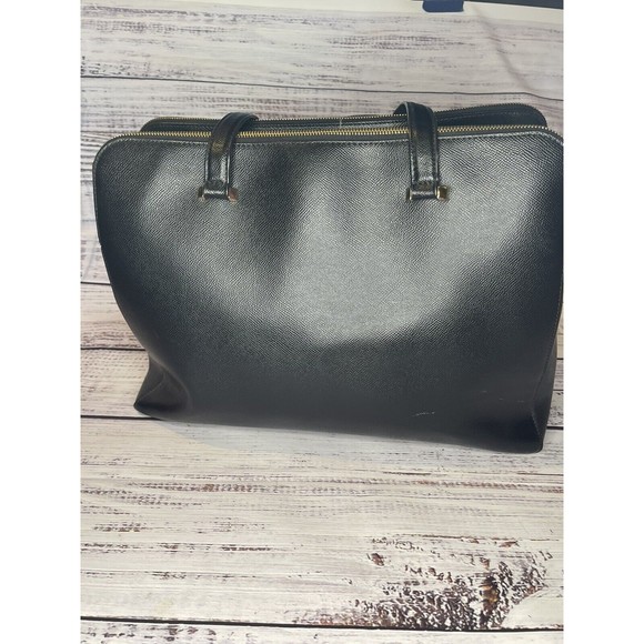 Michael Kors Houston Double Zip Crossgrain Leather Satchel NWOT Black Gold Color - Picture 8 of 16